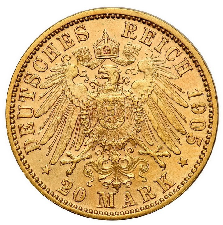Niemcy. Bawaria Otto 20 marek 1905 D, München - B. ŁADNE